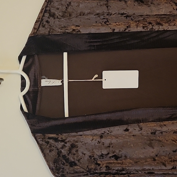 Llove Dark Brown Crushed Velour Open Front Kimono Size Medium - Picture 5 of 10